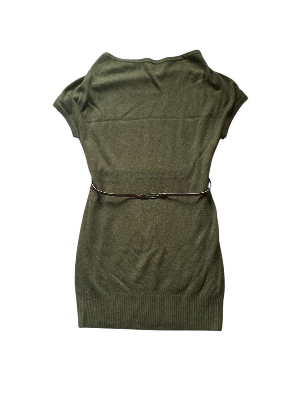 Wool/Cashmere Sweater Dress with Belt Size Large Short Sleeve Elegant Timeless